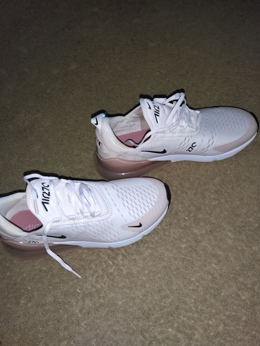 Nike Women’s White and Pink Air 270 Running Sneakers